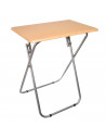 Tradineur - Mesa auxiliar plegable de madera y estructura metálica, 70 x 60 x 40 cm, patas tubulares, conteras antideslizantes,