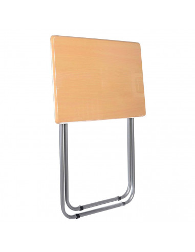 Tradineur - Mesa auxiliar plegable de madera y estructura metálica, 70 x 60 x 40 cm, patas tubulares, conteras antideslizantes,