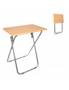 Tradineur - Mesa auxiliar plegable de madera y estructura metálica, 70 x 60 x 40 cm, patas tubulares, conteras antideslizantes,
