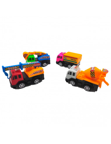 Pack de 6 camiones de obra retro y movimiento a fricción, juguete de construcción, coches para niños, dimensiones de vehículo 6