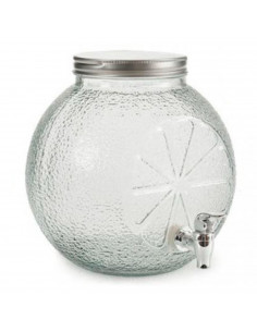 Tradineur - Tarro dispensador de vidrio con grifo, 5 litros, diseño con forma de fruta 24 x 23 x 17,5 cm, bote, botella con grif