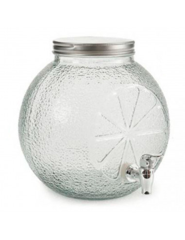 Tradineur - Tarro dispensador de vidrio con grifo, 5 litros, diseño con forma de fruta 24 x 23 x 17,5 cm, bote, botella con grif