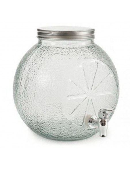 Tradineur - Tarro dispensador de vidrio con grifo, 5 litros, diseño con forma de fruta 24 x 23 x 17,5 cm, bote, botella con grif