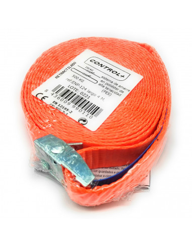 Cinta tensora con hebilla 25 mm x 4 m, poliéster, correa, cinturón de amarre con hebilla, cinta de sujección de carga, trincaje