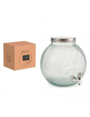 Tradineur - Tarro dispensador de vidrio con grifo, 5 litros, diseño con forma de fruta 24 x 23 x 17,5 cm, bote, botella con grif