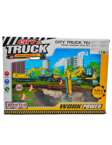 Conjunto de juguetes de construcción, set de figuras, camión, grua, señales, de obra, juego de construcción para niños