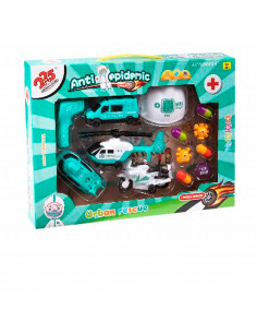 Conjunto de juguetes antipandemia, set de figuras sanitarias y accesorios, ambulancia, helicoptero, moto, figuras, juego de resc
