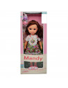 Muñeca mandy doll con sonidos y accesorios, vestidos de colores aleatorios, dimensiones 31 x 11 x 4  cm (alto x ancho x profundo