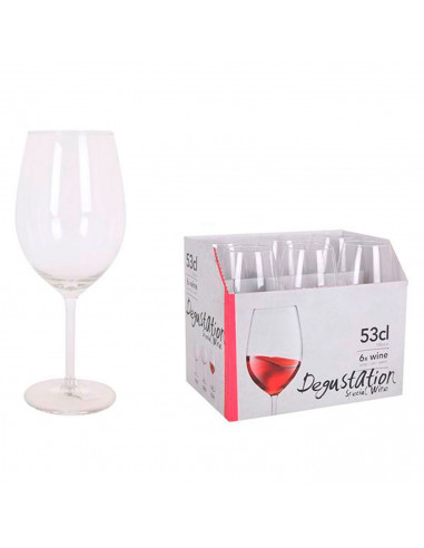 Pack 6 copas de vino 53 cl, cristal liso, modelo degustation, diseño circular sofisticado y elegante, 21,8 x 6,6 cm, aptas para