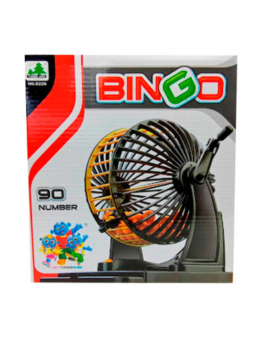 Tradineur - Bingo manual de 90 números con 24 cartones para 2 o más jugadores, juego de mesa, lotería, dimensiones 29 x 23 x 16