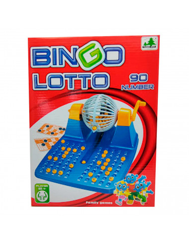 Tradineur - Bingo manual de 90 números con 24 cartones para 2 o más jugadores, juego de mesa, lotería, dimensiones 29 x 23 x 16