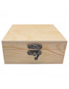 Caja de madera cuadrada con cierre metálico 12 x 12 x 5,3 cm, cajita decorativa de madera natural sin tratar para manualidades,