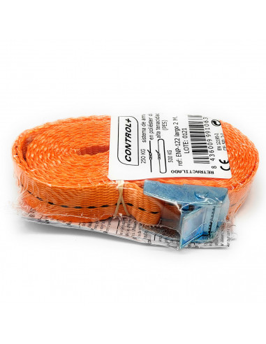 Cinta tensora con hebilla 25 mm x 2 m, poliéster, correa, cinturón de amarre con hebilla, cinta de sujección de carga, trincaje