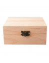 Caja de madera cuadrada con cierre metálico 12 x 12 x 5,3 cm, cajita decorativa de madera natural sin tratar para manualidades,
