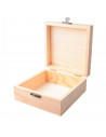 Caja de madera cuadrada con cierre metálico 12 x 12 x 5,3 cm, cajita decorativa de madera natural sin tratar para manualidades,