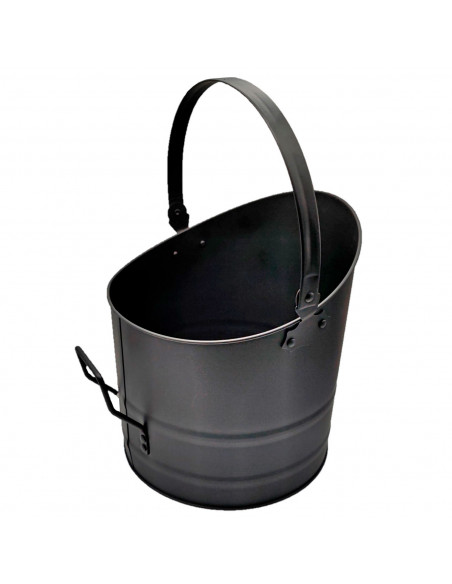 Cubo de metal para cenizas con asa 28,5 x 25 cm, enfriar y transportar brasas calientes de chimeneas, barbacoas, hornos, diseño