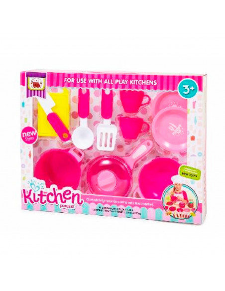 Toinsa - Conjunto de juguetes de cocina, set de figuras cocinitas, vasos, platos, potas, juego para niños y niñas, dimensiones 4