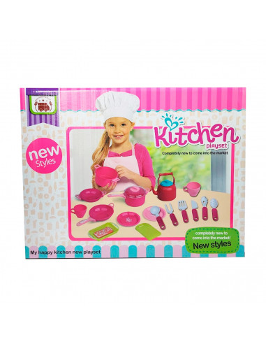 Toinsa - Conjunto de juguetes de cocina, set de figuras cocinitas, vasos, platos, potas, juego para niños y niñas, dimensiones 4