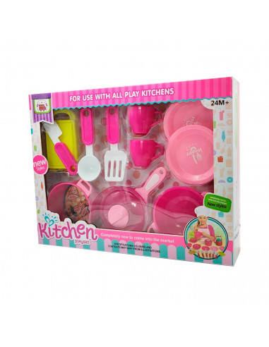 Toinsa - Conjunto de juguetes de cocina, set de figuras cocinitas, vasos, platos, potas, juego para niños y niñas, dimensiones 4