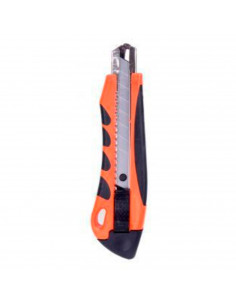 Cúter con mango antideslizante, cutter profesional, cuchilla de acero de 18 mm, bloqueo de seguridad, carcasa de plástico, forma