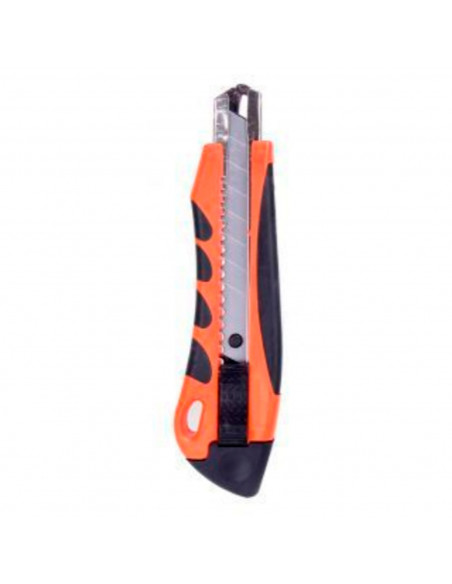 Cúter con mango antideslizante, cutter profesional, cuchilla de acero de 18 mm, bloqueo de seguridad, carcasa de plástico, forma Cúter con mango antideslizante, cutter profesional, cuchilla de acero de 18 mm, bloqueo de seguridad, carcasa de plástico, forma