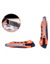 Cúter con mango antideslizante, cutter profesional, cuchilla de acero de 18 mm, bloqueo de seguridad, carcasa de plástico, forma