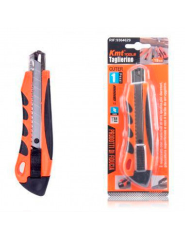 Cúter con mango antideslizante, cutter profesional, cuchilla de acero de 18 mm, bloqueo de seguridad, carcasa de plástico, forma