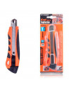 Cúter con mango antideslizante, cutter profesional, cuchilla de acero de 18 mm, bloqueo de seguridad, carcasa de plástico, forma