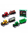 Toinsa - Pack de 3 tractores con remolques, set de juguetes, coches para niños, dimensiones de vehículo con remolque 8  x 28 x 6