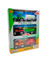 Toinsa - Pack de 3 tractores con remolque y movimiento fricción, set de juguetes de granja, coches para niños, dimensiones de ve