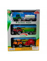 Toinsa - Pack de 3 tractores con remolque y movimiento fricción, set de juguetes de granja, coches para niños, dimensiones de ve