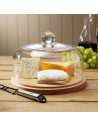 Quesera de cristal sin base, de 24 cm de diámetro, con pomo para agarrar, especial para el almacenamiento de productos frescos.