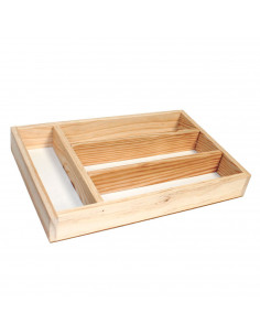 Artema - Cubertero, organizador cubiertos de madera 35 x 25 x 3,5 cm, bandeja 4 compartimentos, porta utensilios de madera para