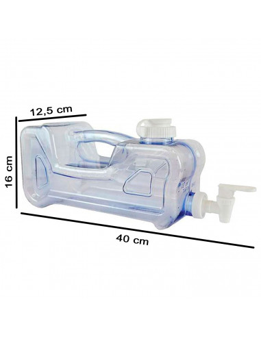 Tradineur - Dispensador de bebidas de plástico 3,8 litros con grifo y asa, 16 x 12,5 x 40 cm, botella dispensadora agua para fri