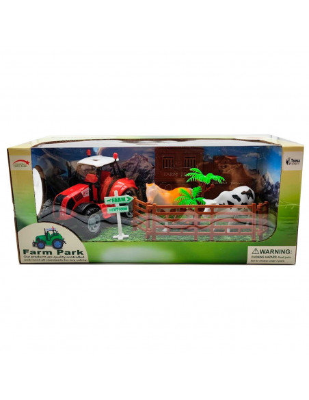 Tractor fricción con animales y accesorios en granja, juguete granjero para niños, conjunto de juguetes de granja, dimensiones 1