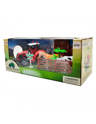 Tractor fricción con animales y accesorios en granja, juguete granjero para niños, conjunto de juguetes de granja, dimensiones 1
