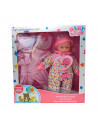 Toinsa - Muñeco bebé con sonido y accesorios de ropa surtidos, juguete muñeca baby con vestidos, dimensiones aproximadas 35 x 26