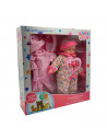 Toinsa - Muñeco bebé con sonido y accesorios de ropa surtidos, juguete muñeca baby con vestidos, dimensiones aproximadas 35 x 26
