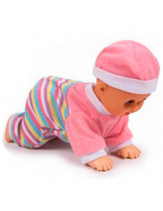 Toinsa - Muñeco bebé con sonido, gatea, levanta y baila, juguete muñeca baby con vestido, dimensiones aproximadas 20 x 15 x 8 cm
