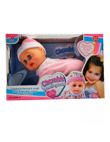 Toinsa - Muñeco bebé con sonido, gatea, levanta y baila, juguete muñeca baby con vestido, dimensiones aproximadas 20 x 15 x 8 cm