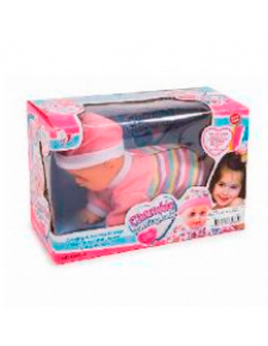 Toinsa - Muñeco bebé con sonido, gatea, levanta y baila, juguete muñeca baby con vestido, dimensiones aproximadas 20 x 15 x 8 cm