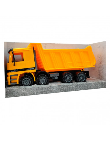 Toinsa - Camión de obra movimiento fricción, vehículo de construcción, volquete, juguete truck para niños, escala 1:10, dimensio
