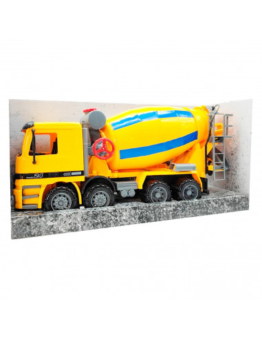 Toinsa - Camión hormigonera con movimiento fricción, vehículo de constucción, mezcla cemento, juguete truck para niños, escala 1