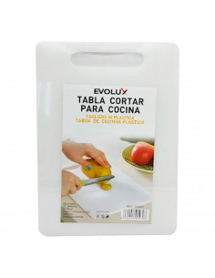 Tabla de cocina para cortar rectangular de plástico, tabla de corte blanca, preparar, trocear, dimensiones 29 x 21 x 0.6 cm