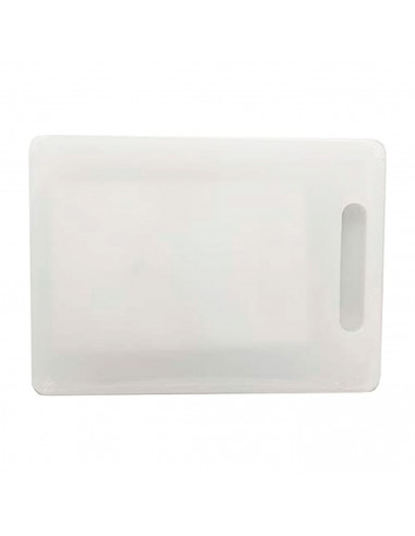 Tabla de cocina para cortar rectangular de plástico, tabla de corte blanca, preparar, trocear, dimensiones 29 x 21 x 0.6 cm