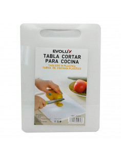 Tabla de cocina para cortar rectangular de plástico, tabla de corte blanca, preparar, trocear, dimensiones 36 x 24 x 0.7 cm