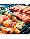 Parrilla doble para barbacoa de 45 x 45 cm, portatil, fabricada en acero inoxidable, carnes, pescados, verduras, asados