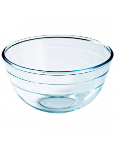Tradineur - Bol de vidrio, capacidad 1 litro, cuenco apilable, mezclas, cocina, repostería, ensaladas, dimensiones 10 x 17 x 6 c