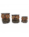 Set de 3 buhos de madera tallados a mano, decoración del hogar, figuras decorativas de animales para salón, dormitorio, 12, 9 y