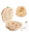 Caja de madera para guardar dientes de leche, bote y pinza incluidos, regalo para niños, almacenaje huecos para dientes, 12,7 x